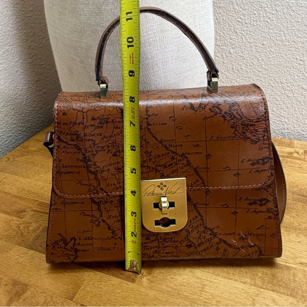 Patricia Nash Cassano Signature Map Leather Top Handle Crossbody - Picture 9 of 10